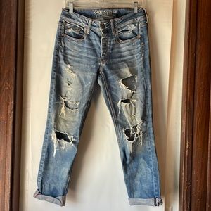 American Eagle ripped boyfriend jeans